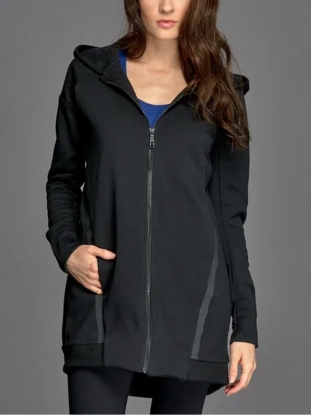 Nike Black Full Zip Hooded Tech Fleece Cocoon Mesh Jacket Long Line M $180